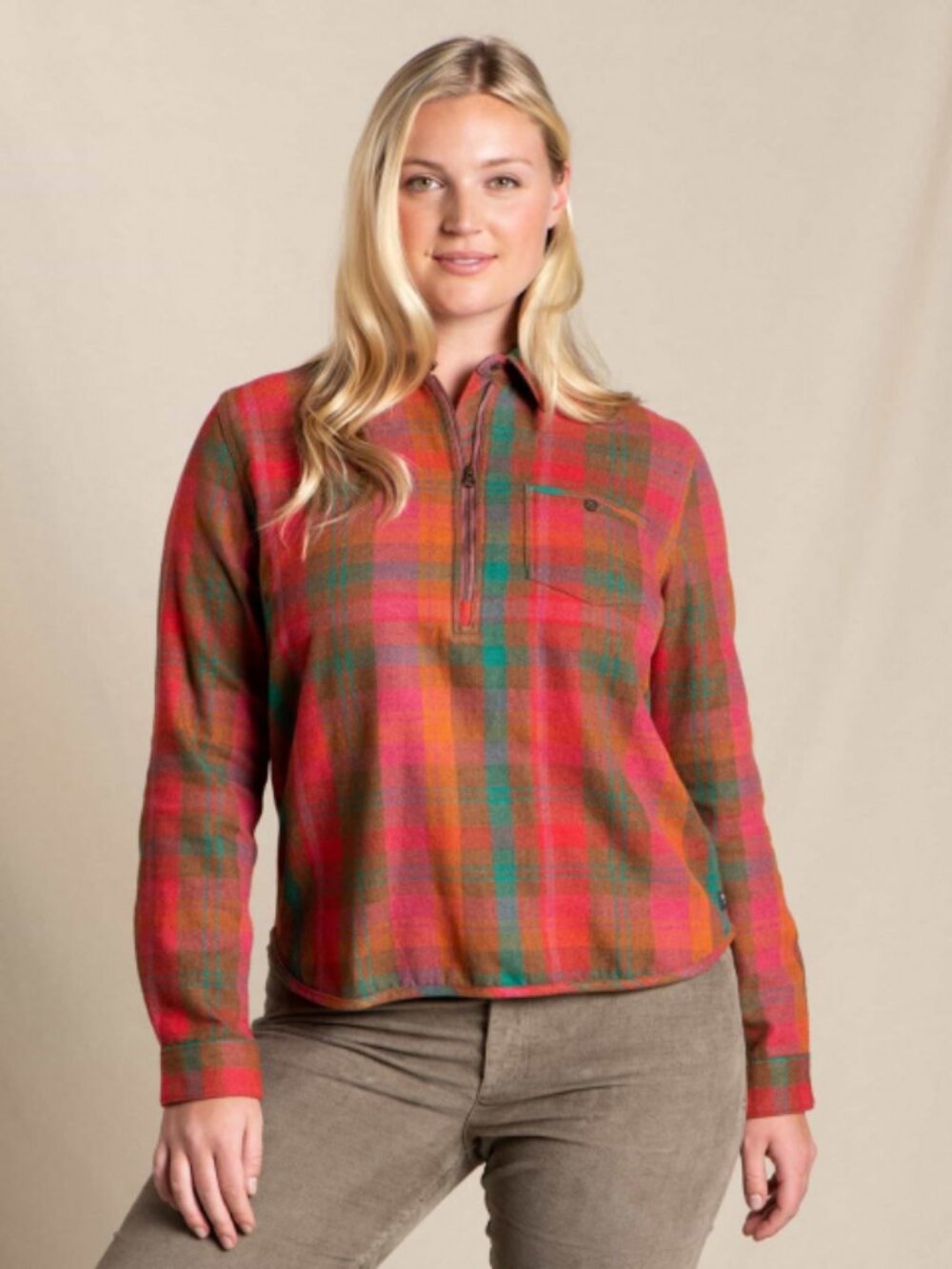 Toad & Co Women’s Bodie Dos 1/4 Zip Top Flannel Shirt Long-Sleeve XS (size 2)